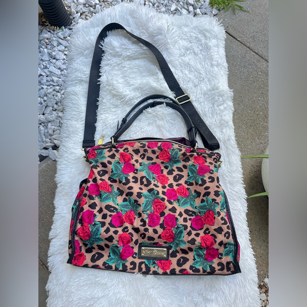 Betsey Johnson Leopard Floral Boho Shoulder Bag